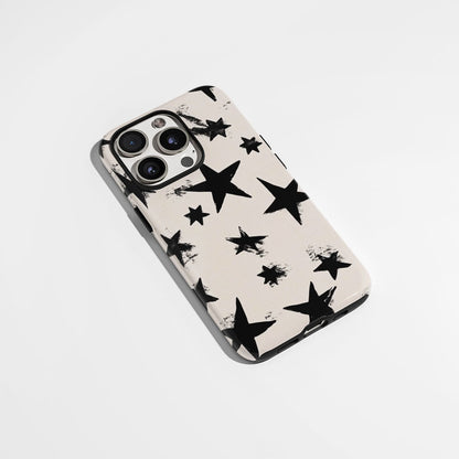 Double-Layer Semi-Handprinted Tough Matte Stars iPhone Case