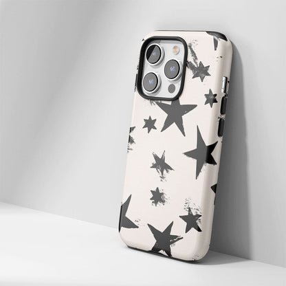 Double-Layer Semi-Handprinted Tough Matte Stars iPhone Case