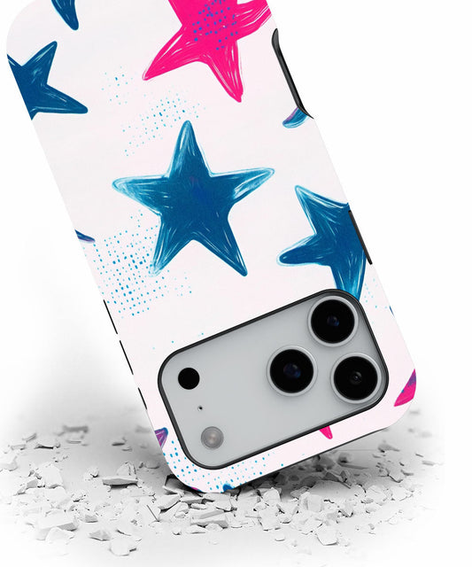 Double-Layer Semi-Handprinted Tough Matte Stars iPhone Case