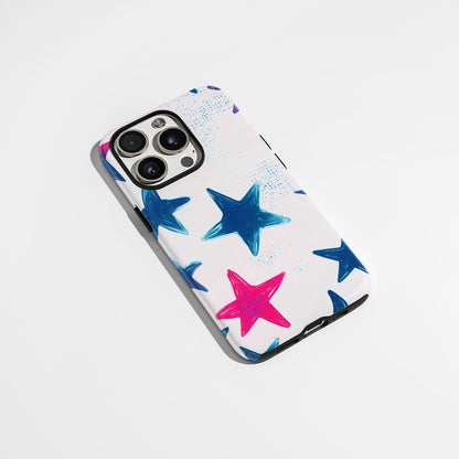 Double-Layer Semi-Handprinted Tough Matte Stars iPhone Case