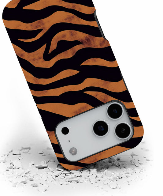 Double-Layer Semi-Handprinted Tough Matte Tiger Stripes iPhone Case