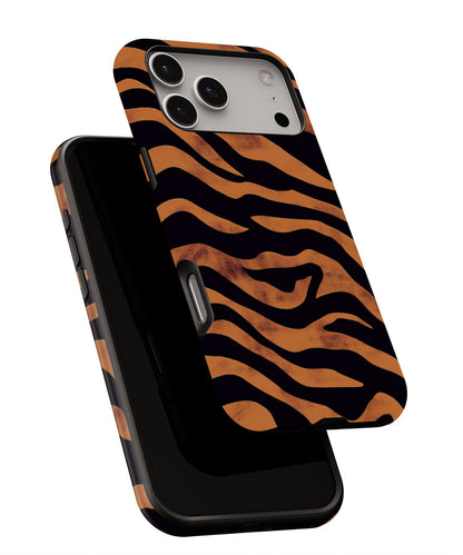 Double-Layer Semi-Handprinted Tough Matte Tiger Stripes iPhone Case