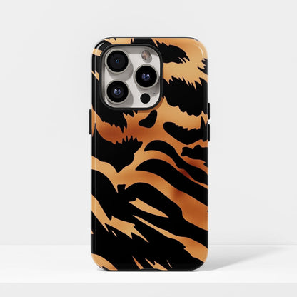 Double-Layer Semi-Handprinted Tough Matte Tiger Stripes iPhone Case