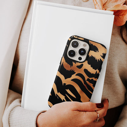 Double-Layer Semi-Handprinted Tough Matte Tiger Stripes iPhone Case