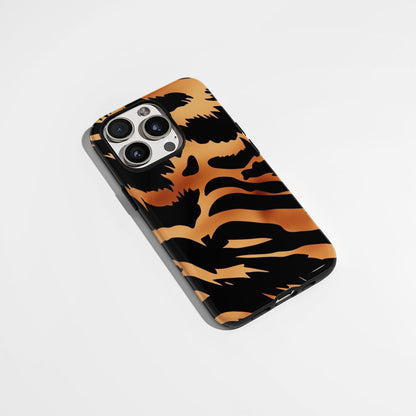 Double-Layer Semi-Handprinted Tough Matte Tiger Stripes iPhone Case