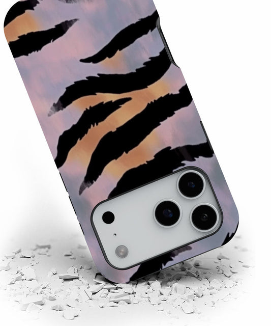 Double-Layer Semi-Handprinted Tough Matte Tiger Stripes iPhone Case