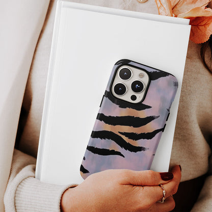 Double-Layer Semi-Handprinted Tough Matte Tiger Stripes iPhone Case