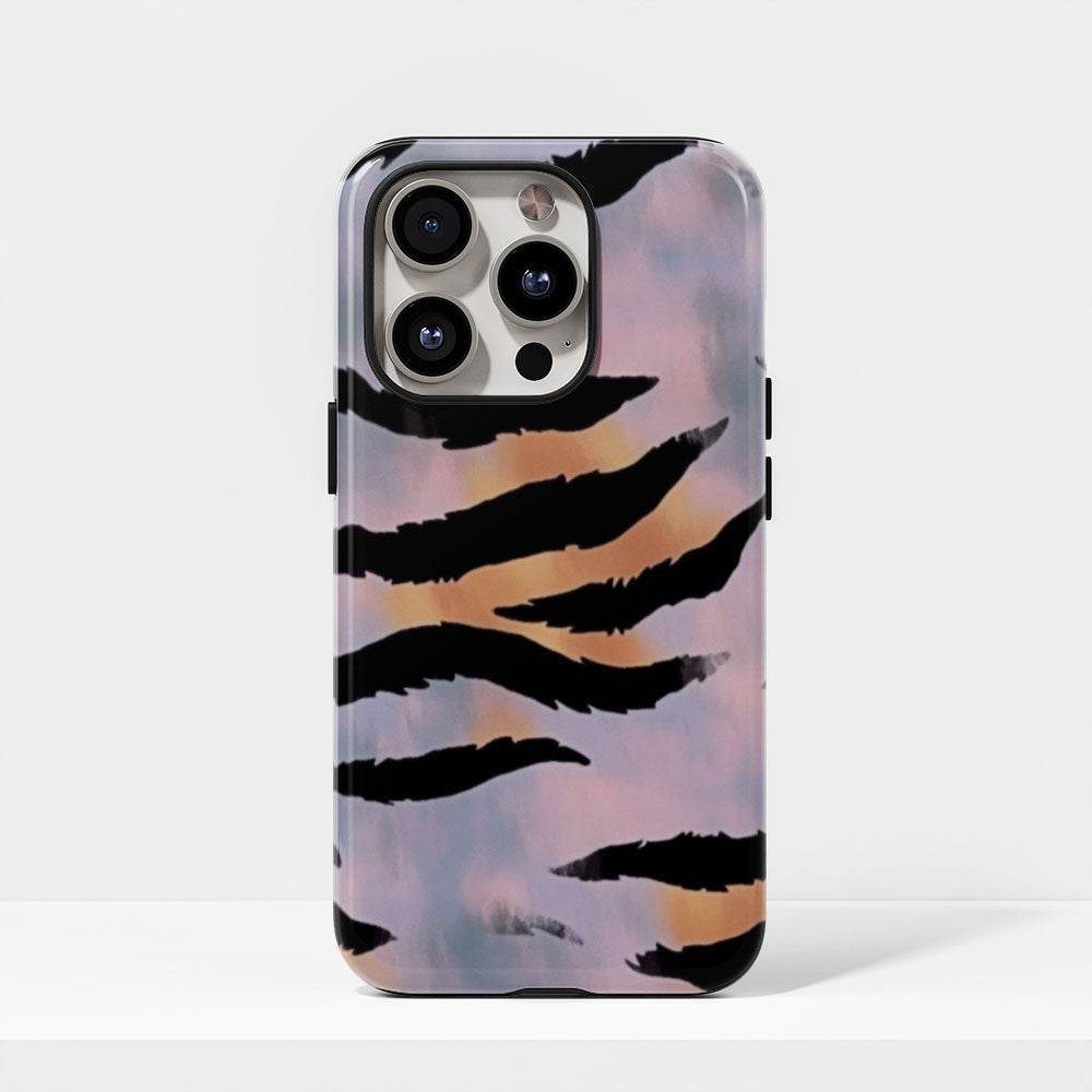 Double-Layer Semi-Handprinted Tough Matte Tiger Stripes iPhone Case