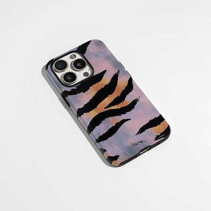 Double-Layer Semi-Handprinted Tough Matte Tiger Stripes iPhone Case