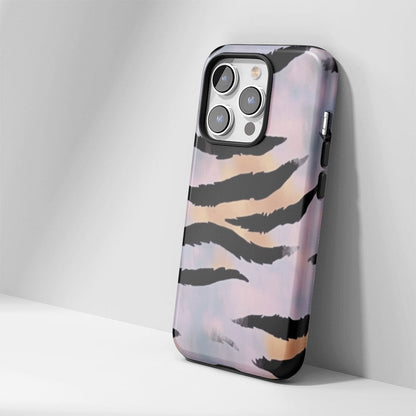 Double-Layer Semi-Handprinted Tough Matte Tiger Stripes iPhone Case