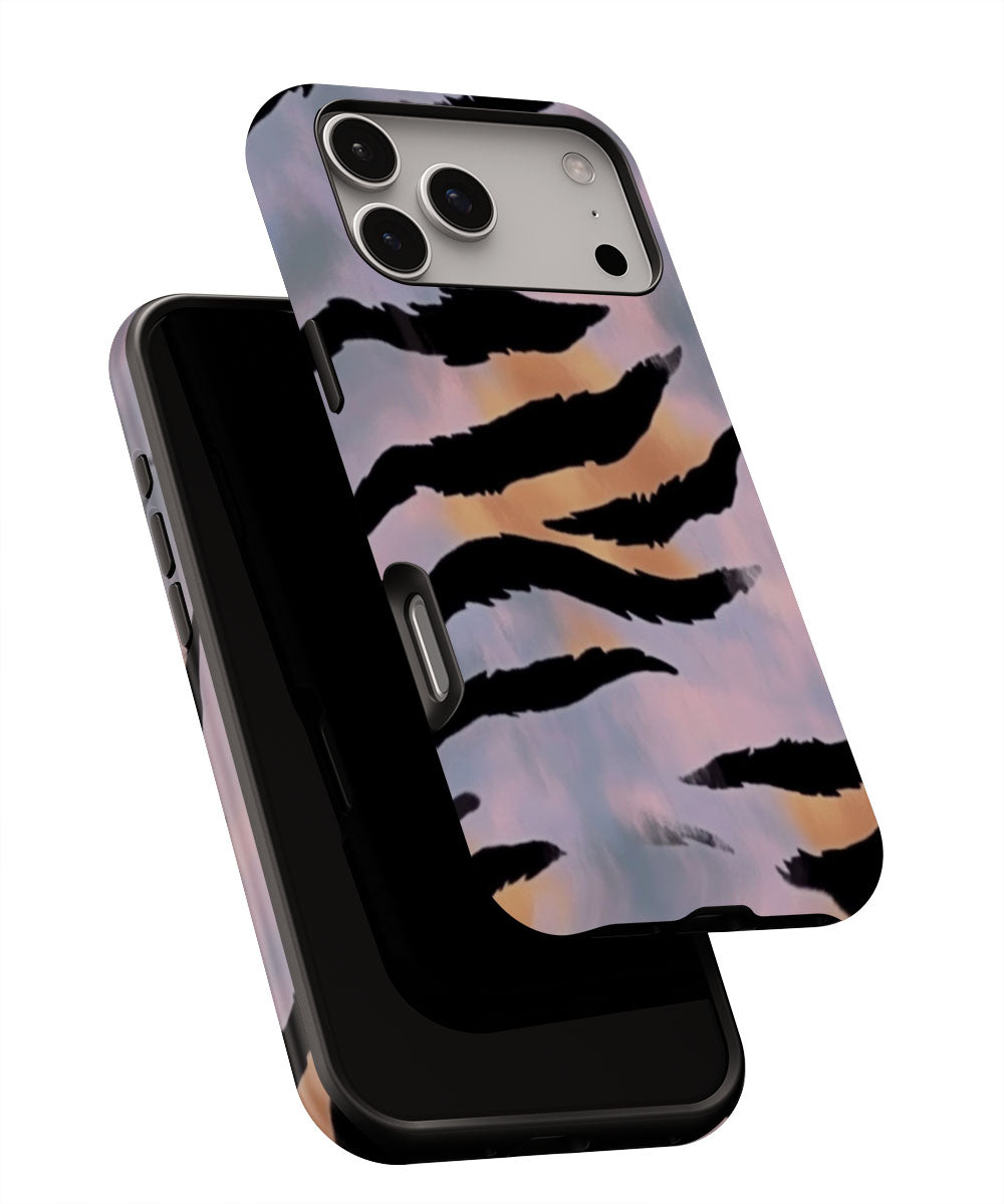 Double-Layer Semi-Handprinted Tough Matte Tiger Stripes iPhone Case
