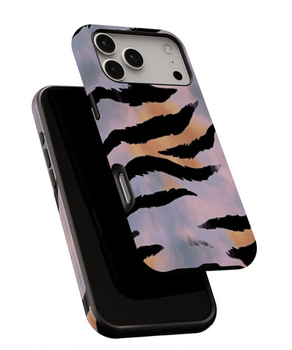 Double-Layer Semi-Handprinted Tough Matte Tiger Stripes iPhone Case
