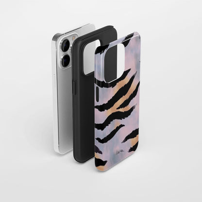 Double-Layer Semi-Handprinted Tough Matte Tiger Stripes iPhone Case