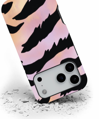 Double-Layer Semi-Handprinted Tough Matte Tiger Stripes iPhone Case