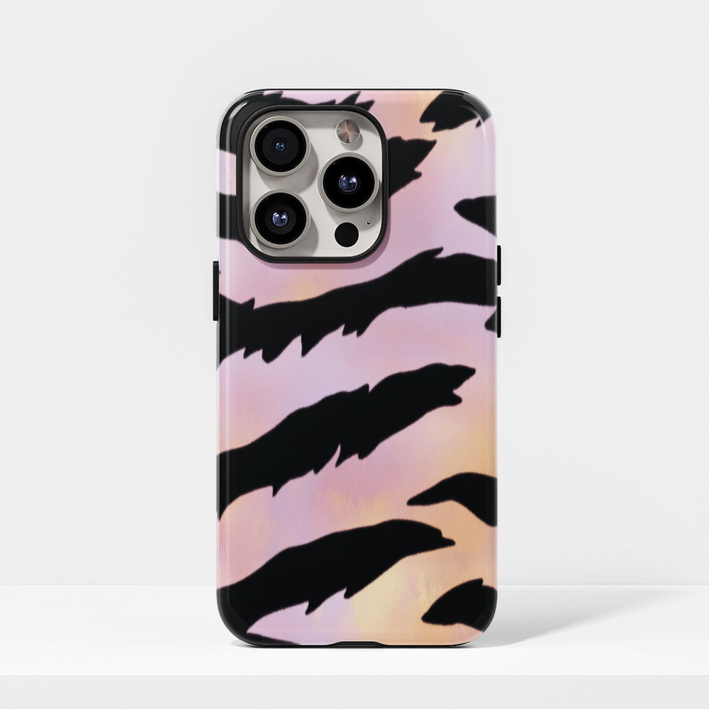 Double-Layer Semi-Handprinted Tough Matte Tiger Stripes iPhone Case