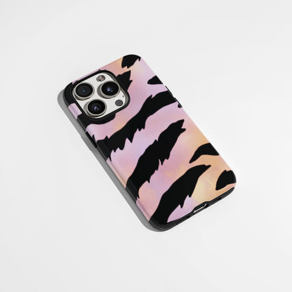 Double-Layer Semi-Handprinted Tough Matte Tiger Stripes iPhone Case