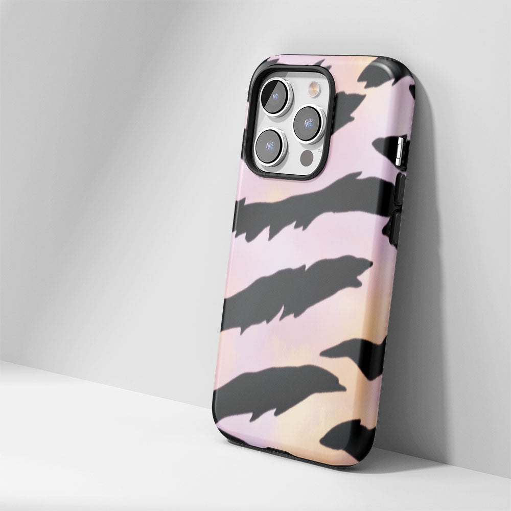 Double-Layer Semi-Handprinted Tough Matte Tiger Stripes iPhone Case