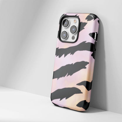 Double-Layer Semi-Handprinted Tough Matte Tiger Stripes iPhone Case