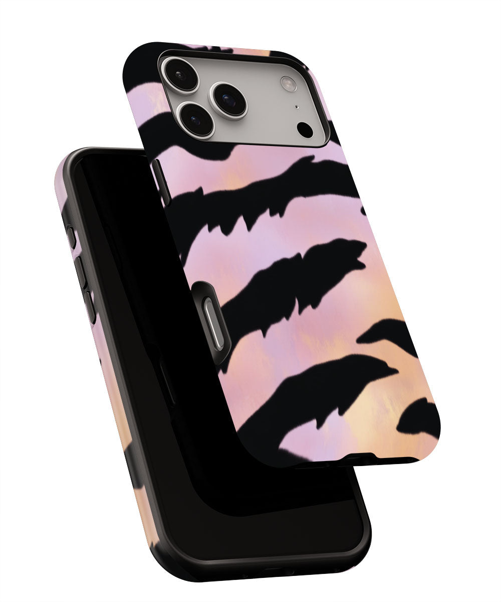Double-Layer Semi-Handprinted Tough Matte Tiger Stripes iPhone Case