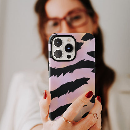 Double-Layer Semi-Handprinted Tough Matte Tiger Stripes iPhone Case