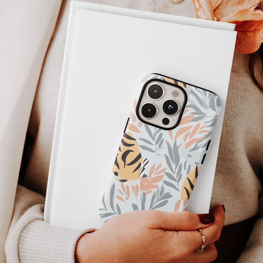 Double-Layer Semi-Handprinted Tough Matte Tiger Stripes iPhone Case