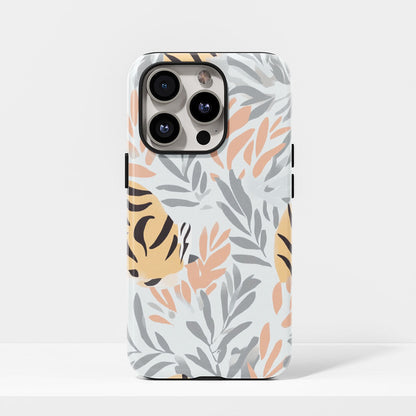 Double-Layer Semi-Handprinted Tough Matte Tiger Stripes iPhone Case