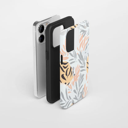 Double-Layer Semi-Handprinted Tough Matte Tiger Stripes iPhone Case