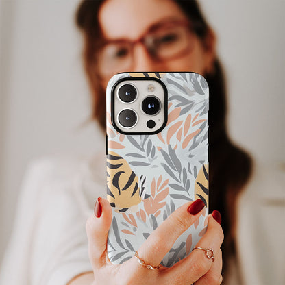 Double-Layer Semi-Handprinted Tough Matte Tiger Stripes iPhone Case