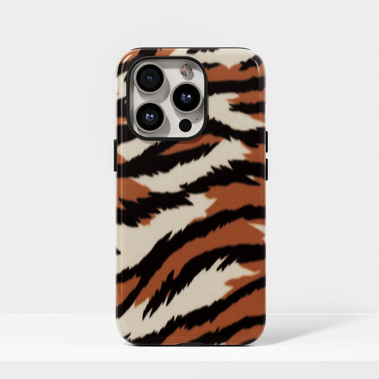 Double-Layer Semi-Handprinted Tough Matte Tiger Stripes iPhone Case