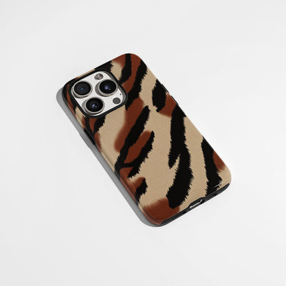 Double-Layer Semi-Handprinted Tough Matte Tiger Stripes iPhone Case