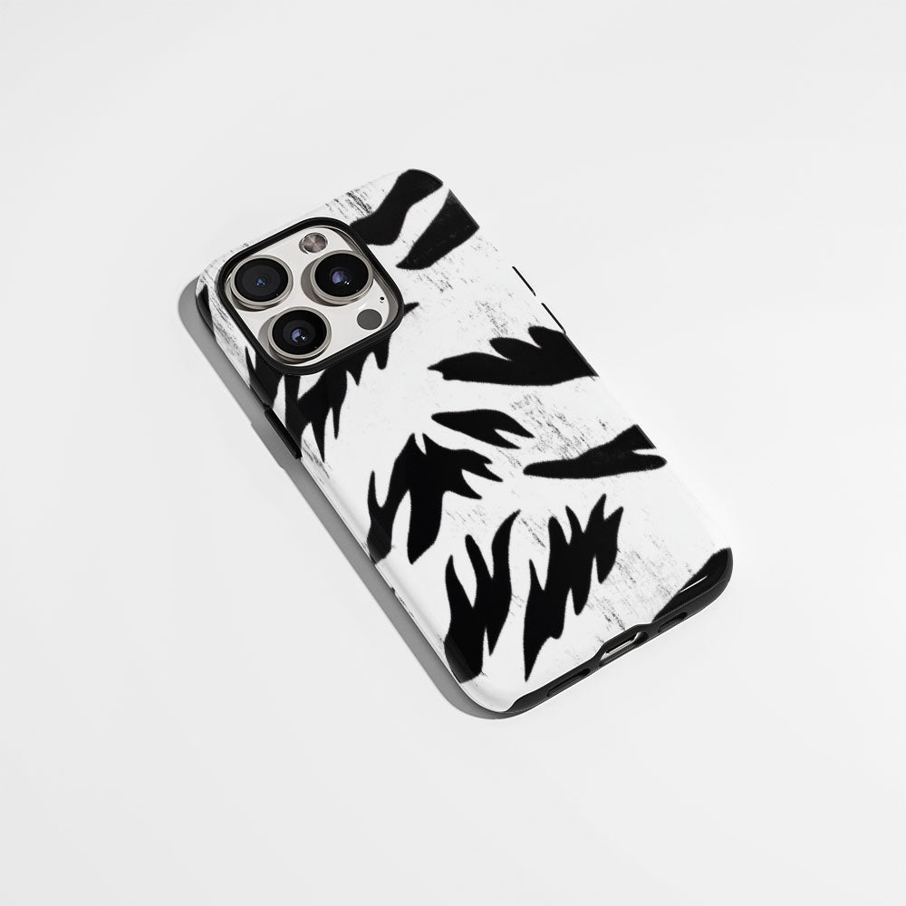 Double-Layer Semi-Handprinted Tough Matte Tiger Stripes iPhone Case