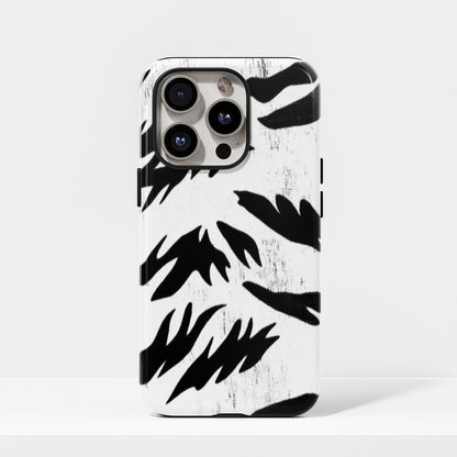 Double-Layer Semi-Handprinted Tough Matte Tiger Stripes iPhone Case