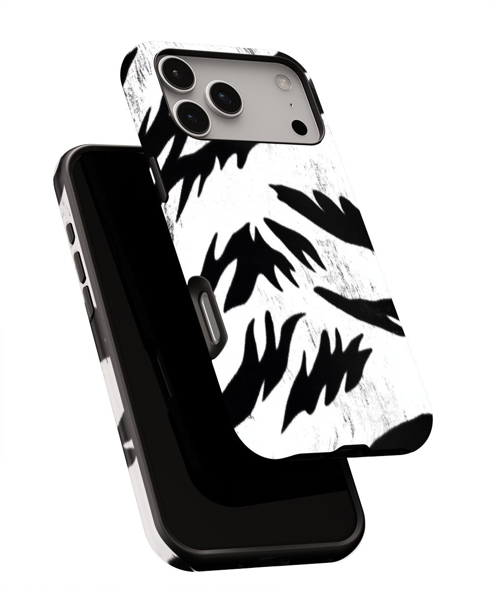 Double-Layer Semi-Handprinted Tough Matte Tiger Stripes iPhone Case