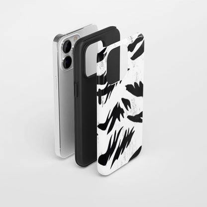 Double-Layer Semi-Handprinted Tough Matte Tiger Stripes iPhone Case