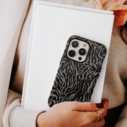 Double-Layer Semi-Handprinted Tough Matte Tiger Stripes iPhone Case