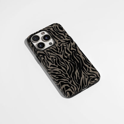 Double-Layer Semi-Handprinted Tough Matte Tiger Stripes iPhone Case