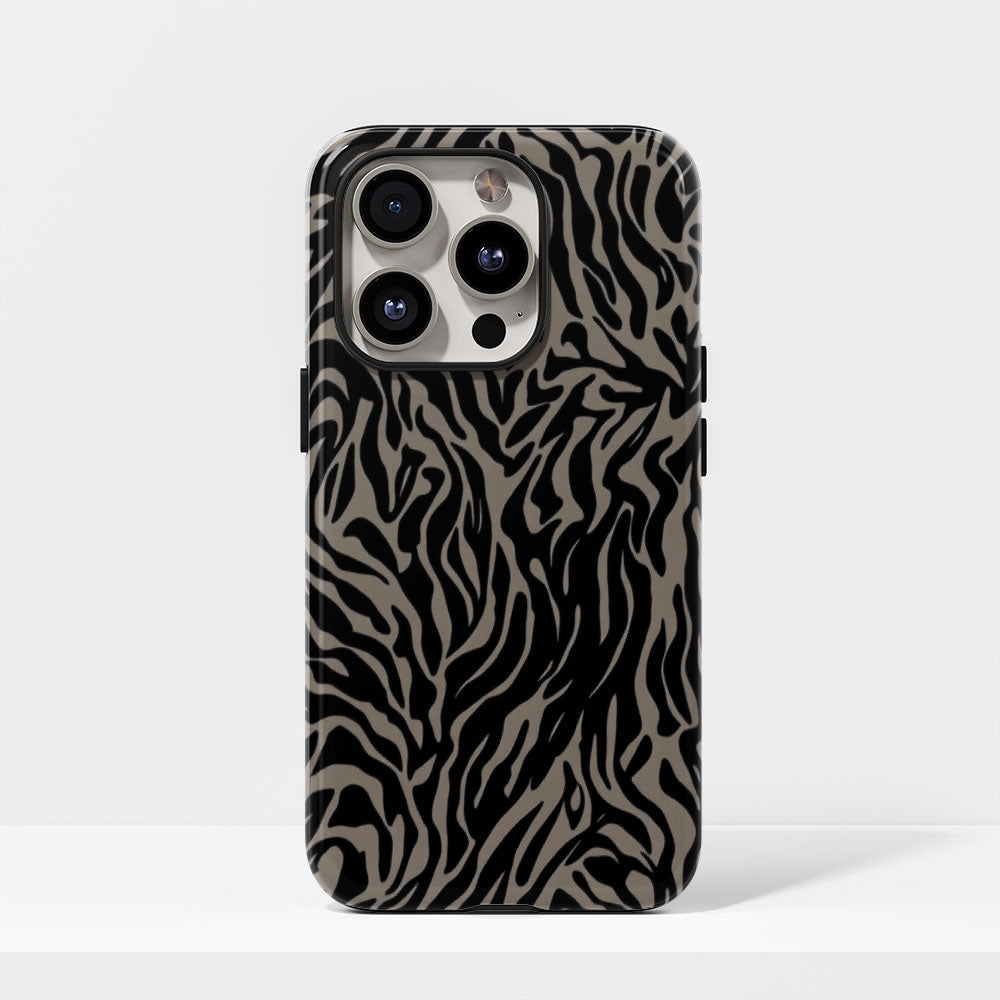 Double-Layer Semi-Handprinted Tough Matte Tiger Stripes iPhone Case