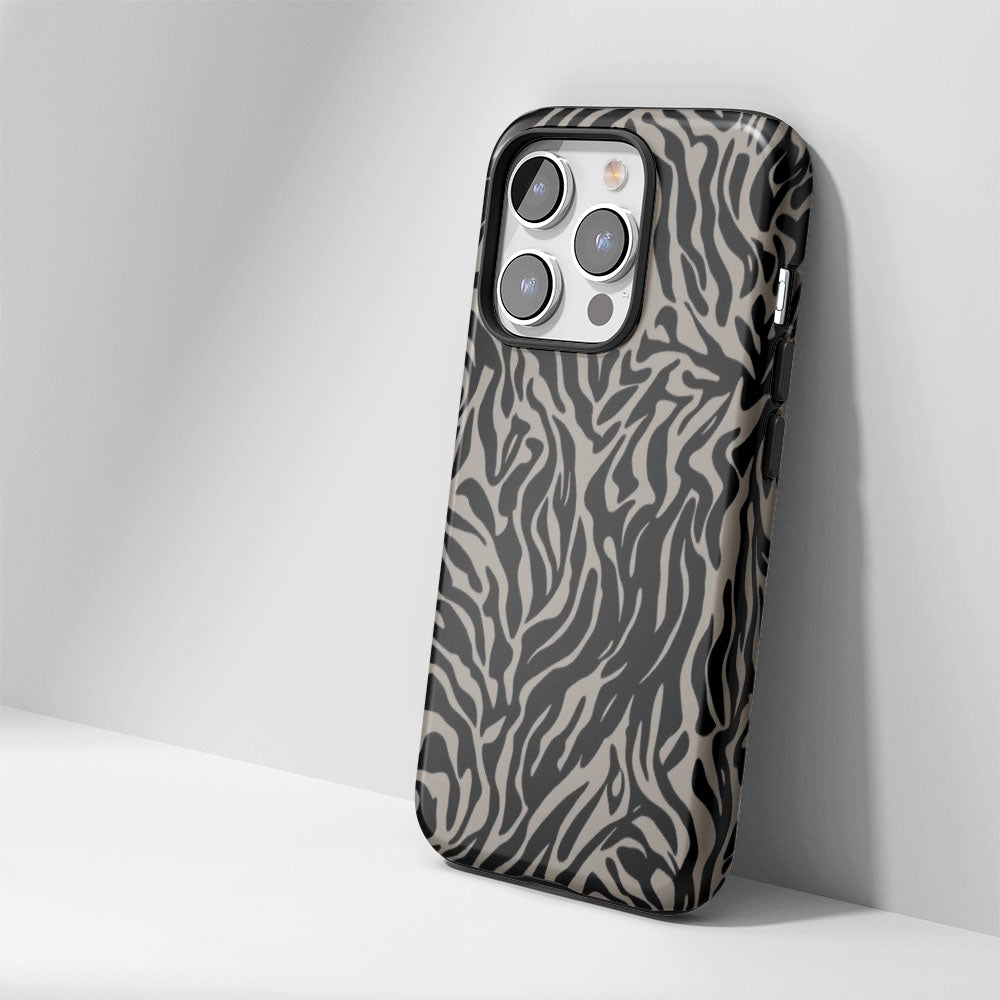 Double-Layer Semi-Handprinted Tough Matte Tiger Stripes iPhone Case