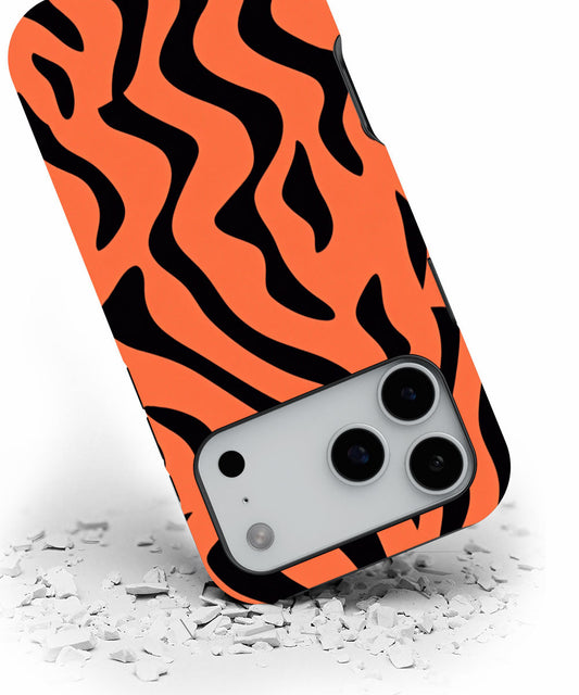 Double-Layer Semi-Handprinted Tough Matte Tiger Stripes iPhone Case