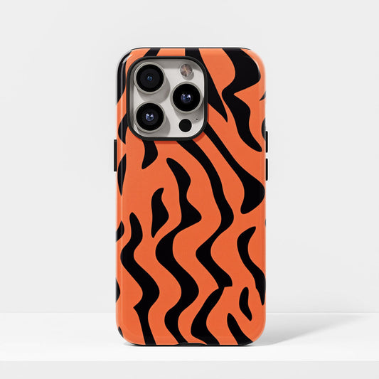 Double-Layer Semi-Handprinted Tough Matte Tiger Stripes iPhone Case