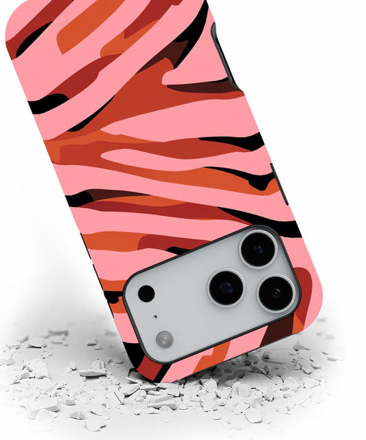 Double-Layer Semi-Handprinted Tough Matte Tiger Stripes iPhone Case