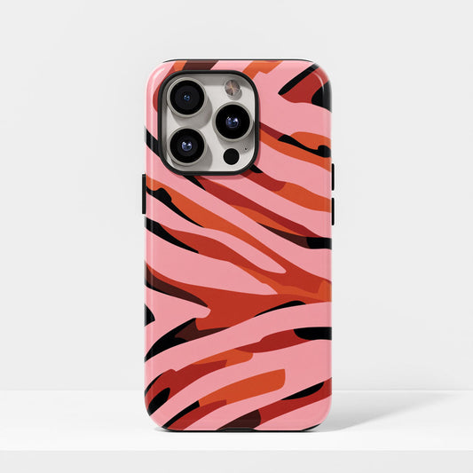 Double-Layer Semi-Handprinted Tough Matte Tiger Stripes iPhone Case