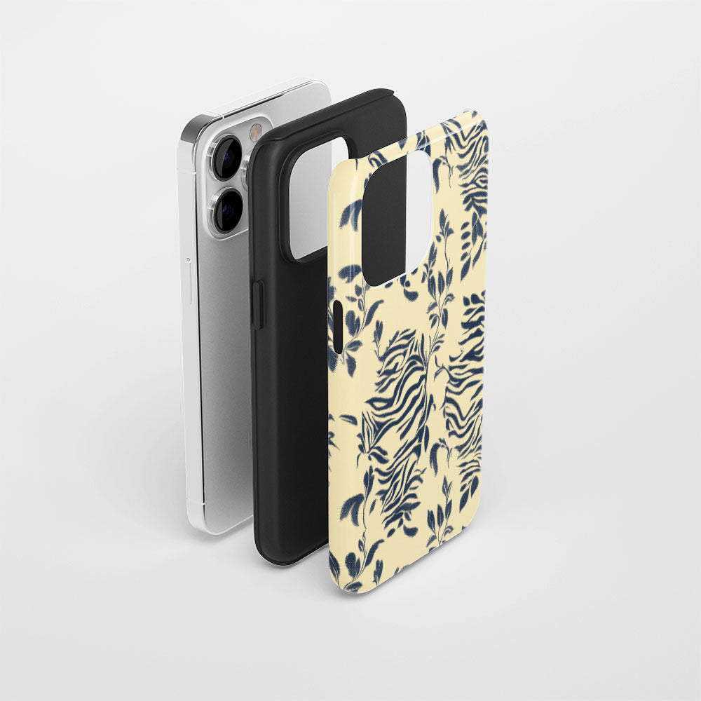 Double-Layer Semi-Handprinted Tough Matte Tiger Stripes iPhone Case