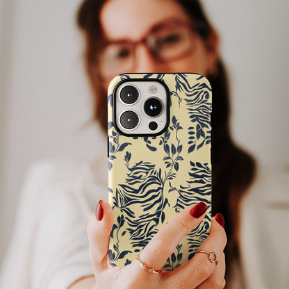 Double-Layer Semi-Handprinted Tough Matte Tiger Stripes iPhone Case