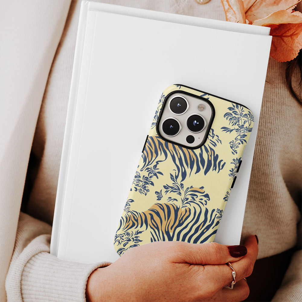 Double-Layer Semi-Handprinted Tough Matte Tiger Stripes iPhone Case