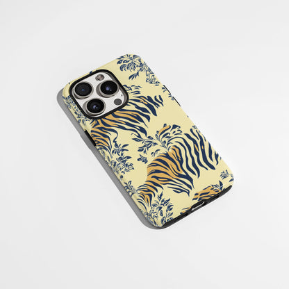 Double-Layer Semi-Handprinted Tough Matte Tiger Stripes iPhone Case