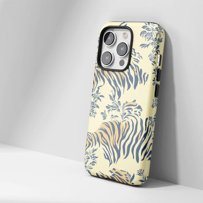 Double-Layer Semi-Handprinted Tough Matte Tiger Stripes iPhone Case