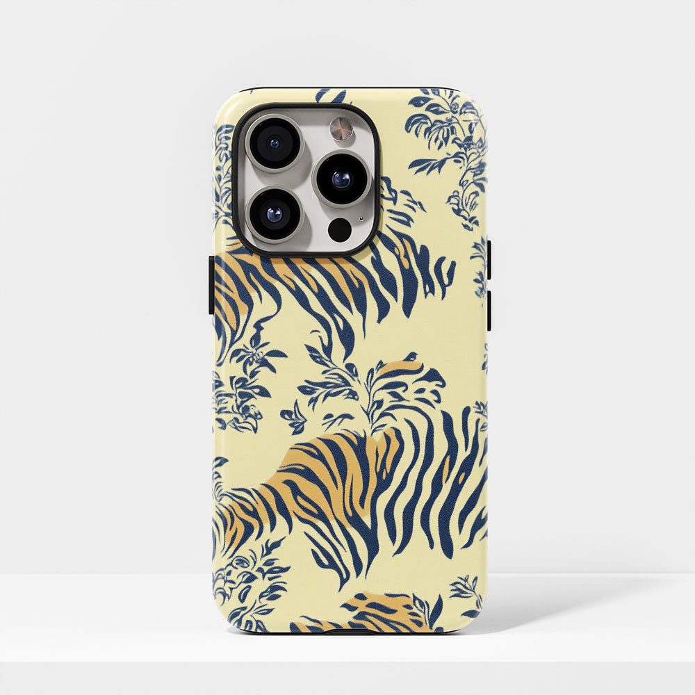 Double-Layer Semi-Handprinted Tough Matte Tiger Stripes iPhone Case