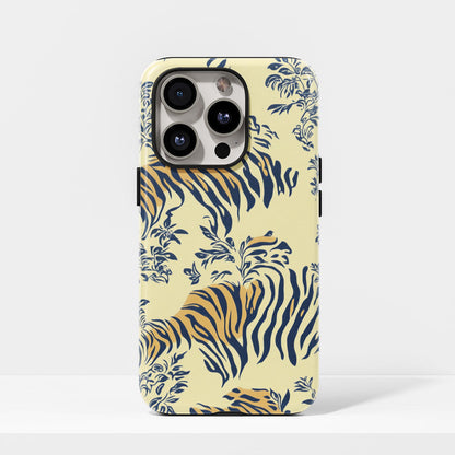 Double-Layer Semi-Handprinted Tough Matte Tiger Stripes iPhone Case