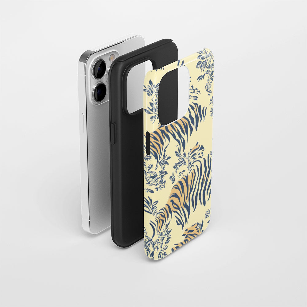 Double-Layer Semi-Handprinted Tough Matte Tiger Stripes iPhone Case